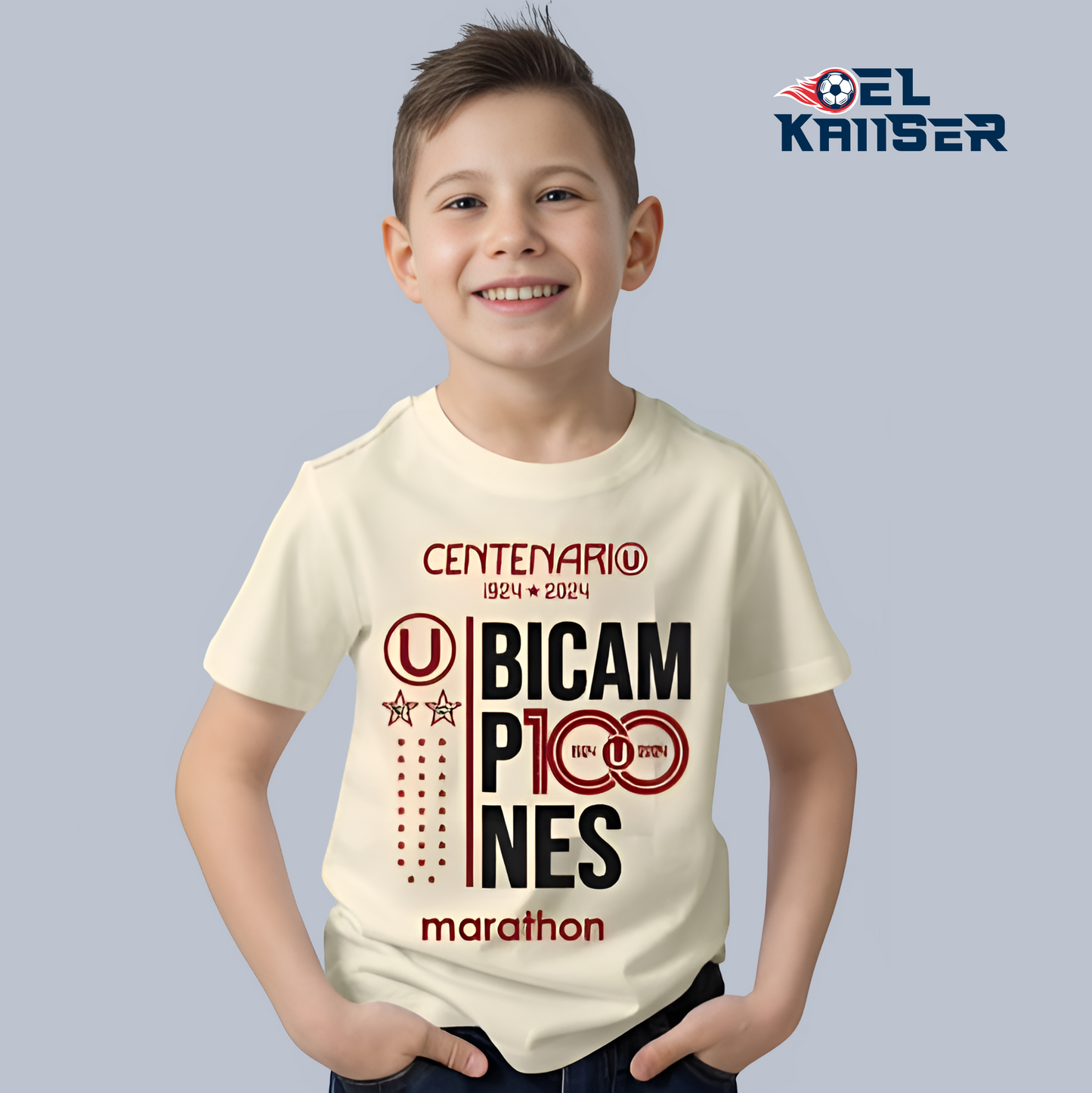 Polo Algodón Crema de Universitario Bicampeón 2024 - Liga1 (Ver. Nacional) - Hombre - #La28