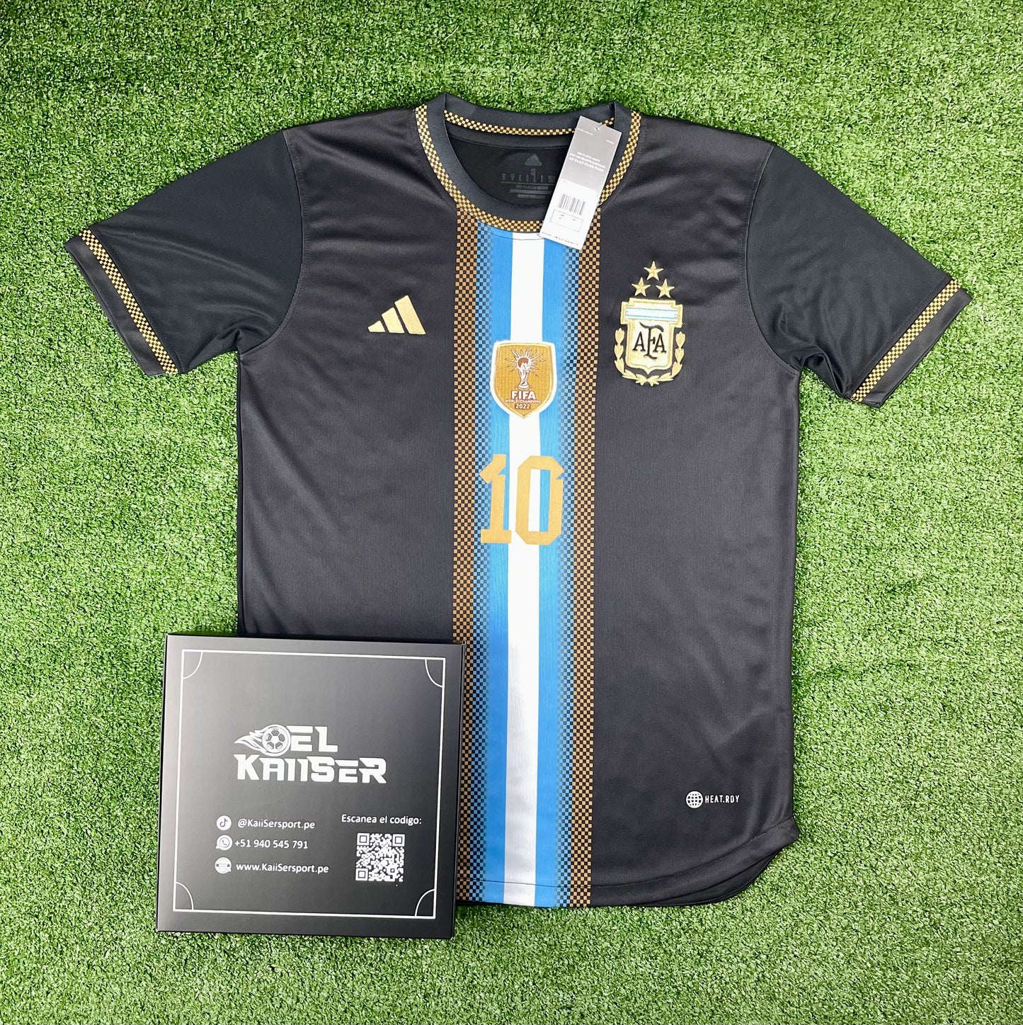 Camiseta Importada de Selección Argentina Edición Especial 2023 Negro/Celeste/Dorado - Hombre